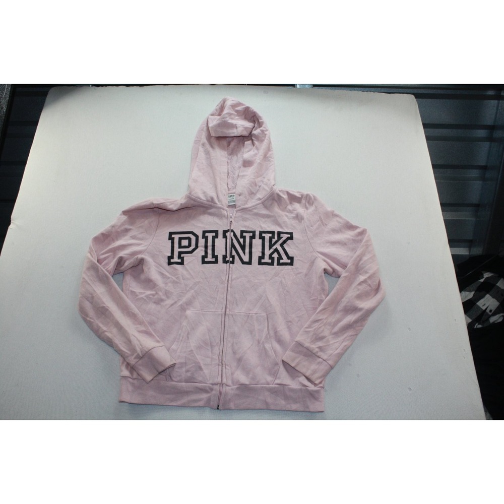 Pink Victoria's Secret Hoodie Womens Large Full Zip Long Sleeve